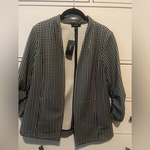 NWT Alfani Black and White Checkered Blazer Size Petite Medium